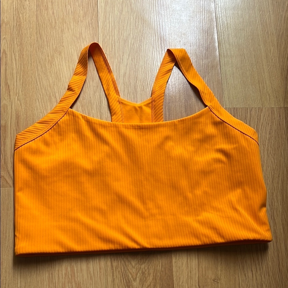 Girlfriend collective orange ribbed bra Heat RIB Bea Banded Bra size large